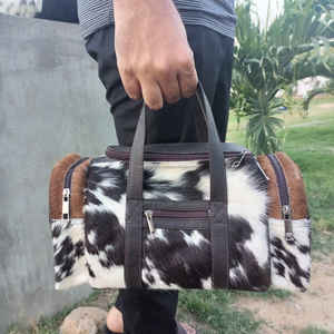 Sac de voyage en cuir véritable contemporain avec fermeture éclair, léger et grande capacité LHDB-0164 - Product Image 4