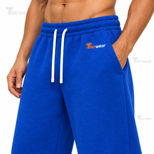 Pantalon de survêtement en coton bleu pour homme Tiierwear, taille élastique avec cordon de serrage, coupe décontractée ample avec logo imprimé, idéal pour le printemps - Product Image 5