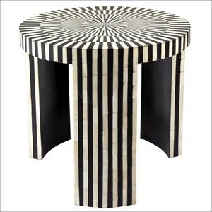 เก้าอี้คอนโซลลายทางขาวดำฝังกระดูก งานฝีมือจาก Faiza Craft ของตกแต่งบ้านทันสมัยไม่เหมือนใคร เหมาะสำหรับโรงแรม ห้องนั่งเล่น และงานฝีมือ - Product Image 4