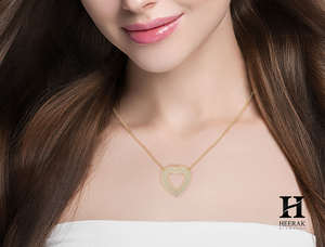 Collier pendentif cœur en or 18 carats serti de diamants, forme de cœur entièrement sertie de diamants, bijoux fins - Product Image 1