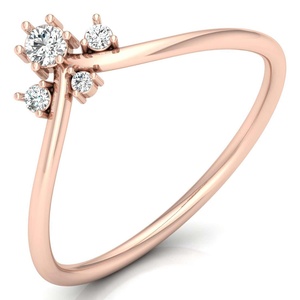 Round Brilliant Cut Lab Created Diamond Solid Pure Gold Chevron Band Loose Precious Diamond <b>Adjustable</b> <b>Ring</b> For Everyday Wear - Product Image 2
