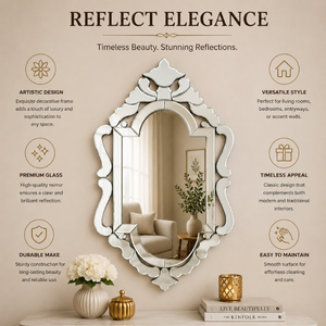 Espejo de Pared Decorativo de Lujo Estilo Barroco Veneciano, Espejo con Marco Ornamentado Vintage, Espejo Decorativo de Vidrio para Sala de Estar, Dormitorio, Pasillo - Product Image 6