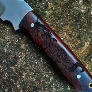 High Quality 8 Inch Handmade Stainless Steel Camping <b>Knife</b> New Fashionable Rose Wood Laser Engraved Hunting <b>Tool</b> OEM Available - Product Image 4