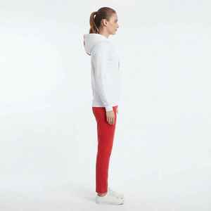 Conjunto Deportivo de Felpa con Capucha para Mujer Hawk Rye, Diseño Color Block Rojo y Blanco, Largo, Informal, de 2 Piezas y Manga Larga - Product Image 4