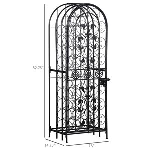 Portabottiglie Moderno in Ferro Battuto per 45 Bottiglie, con Serratura, in Legno Massello, Acciaio Inossidabile e Acrilico, Espositore con Pannello Solido in Legno e Ferro Battuto Nero - Product Image 3
