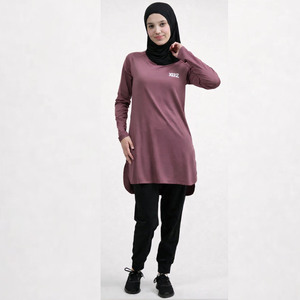 Women The Staple <b>Modest</b> Sports Dress- Plum Tunic with Leggings <b>Set</b> Islamic Sports Outfit Muslim Activewear Gym Wear <b>Set</b> - Product Image 2
