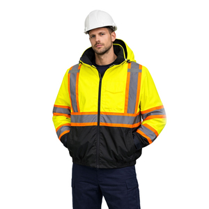 Mens Reflective High Visibility Safety <b>Jacket</b> Waterproof <b>Work</b> Coat for <b>Construction</b> and Roadside Tasks - Product Image 6