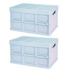 2Pcs 30L Collapsible <b>Storage</b> <b>Bins</b> Dustproof Lid Waterproof Interior Bag Handle Stackable <b>Storage</b> <b>Box</b> Container Utility Organizer - Product Image 2