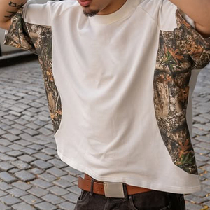 Camiseta de Camuflaje Oversize con Estampado DTG Personalizado para Hombre, 100% Algodón, Estilo Urbano, Cuello Redondo, Manga Corta, Venta al Por Mayor - Product Image 4