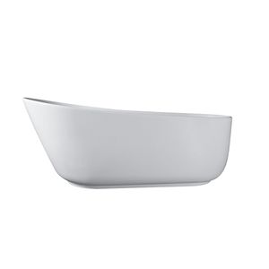 Vasca da bagno ovale in pietra a superficie solida da 67 pollici con vasche da bagno a trabocco - Product Image 2