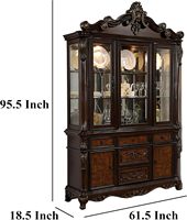Armoire de rangement classique de luxe en bois de mahogany massif avec finition naturelle foncée pour chambre à coucher et salon