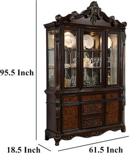Armoire de rangement classique de luxe en bois de mahogany massif avec finition naturelle foncée pour chambre à coucher et salon - Product Image 6