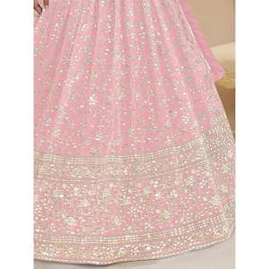 Spectaculaire Rose Paillettes Georgette Robes De Mariée Lehenga Choli - Product Image 2