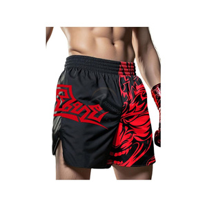 High Performance Men's MMA Shorts Black Red <b>Dragon</b> Print Quick Dry Regular Fit Martial Arts Wear - Product Image 2