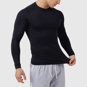 T-shirts personnalisés 100% coton pour hommes, séchage rapide, sous-vêtement de compression, hauts de sport à manches courtes, athlétiques - Product Image 2
