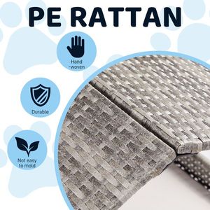 Small Medium Sized Elevated Rattan Dog House Washable Cushion Cover Indoor Outdoor Raised Pet Furniture Wicker Dog Bed Canopy - Product Image 2