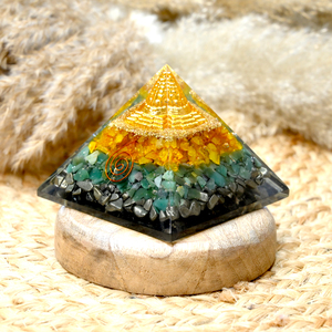 Pirámide de Orgón Sri Yantra para la Abundancia, con Citrino, Aventurina Verde y Piritas, Decoración para el Hogar, Venta al por Mayor - Product Image 3