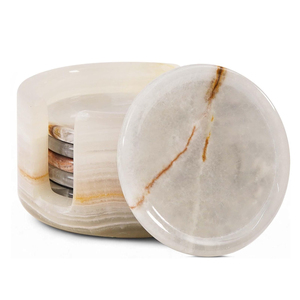 New Arrival Home Decor Modern <b>Marble</b> Onyx Coaster Set Big Slab Antique Surface Premium Quality Kitchen Use Pakistan Manufactured - Product Image 2