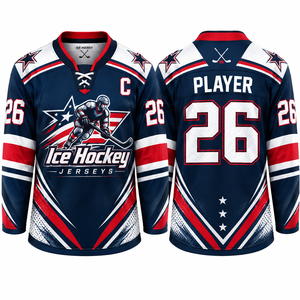 Maillot de hockey sur glace personnalisé, sublimé, col en V, manches longues, joueur 26, évacuation de l'humidité, adulte, unisexe, toutes saisons - Product Image 2