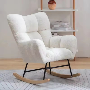 Fauteuil à bascule <span class=keywords><strong>pour</strong></span> chambre d'enfant, fauteuil à bascule rembourré Teddy avec pieds en bois, fauteuil à bascule confortable, fauteuil à bascule d'appoint <span class=keywords><strong>pour</strong></span> salon - Product Image 1