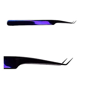 Pince à épiler en acier inoxydable à pointe inclinée avec texture dentelée, durable, longueur 10 mm, recourbe-cils et applicateur - Product Image 6
