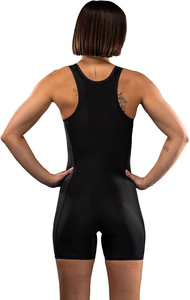 Combinaison de sport moulante noire sans manches en spandex pour femme, idéale pour l'entraînement aux arts martiaux - Product Image 3