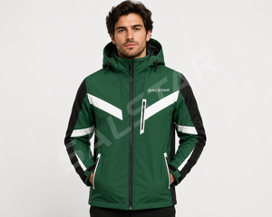 Chaqueta Softshell para Hombre con Capucha, Verde y Blanca en Contraste, Impermeable y Cortavientos, para Deportes de Invierno al Aire Libre, Ropa de Trabajo Personalizada - Product Image 3