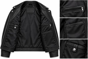 Chaqueta de moto de cuero genuino de doble cara para mujer, diseño de Calabaza y Ceñador de Almas, manga larga, negra, para otoño y Halloween - Product Image 6
