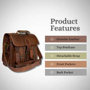 Porte-documents vintage en cuir véritable pour homme — Sac à bandoulière et sacoche décontractée pour appareil photo, idéal pour les voyages - Product Image 4