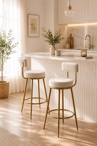 Tabouret de bar moderne et écologique en métal avec structure métallique, design minimaliste, mobilier d'îlot de cuisine, siège stable à hauteur de comptoir - Product Image 4