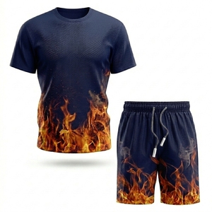 Sublimation Print Men Set 2pcs Custom Cotton <b>Polyester</b> <b>T</b>-<b>Shirts</b> Short Set Breathable Summer Oversize Fashion Twins Set For Man - Product Image 2