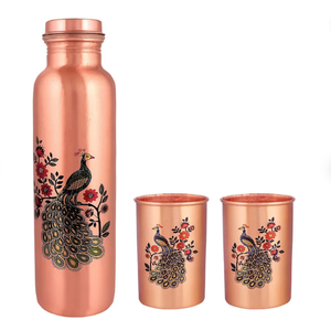 Bouteille d'eau en cuivre poli avec coffret cadeau en verre, écologique, sans BPA, sans danger pour les aliments, bouteille d'eau haut de gamme, design personnalisable - Product Image 4