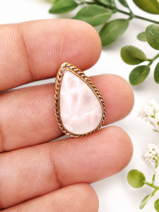 Natural Pink Larimar Brass Groove Pendant Bezel Setting | Handmade Gold Plated Sporty Christian Gemstone Jewelry - Product Image 5