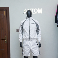 Survêtement personnalisé en polyester/coton pour homme, veste avec logo brodé 3D, ensemble court patchwork, léger, respirant, coupe-vent, été