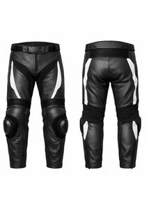 Pantalon de course en cuir blanc et noir, grande taille, respirant et à séchage rapide - Product Image 1
