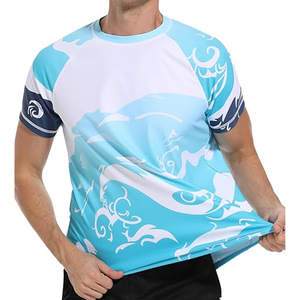 เสื้อรัดรูปป้องกันรังสียูวี แขนสั้น พิมพ์โลโก้ได้ตามต้องการ สำหรับผู้ชาย แห้งเร็ว ขายส่งแบบ OEM - Product Image 5