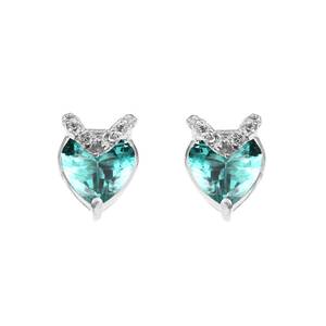 Natural Ceylon Parti Sapphire Heart <b>Dangle</b> Stud <b>Earrings</b> 925 Sterling <b>Silver</b> Handmade Jewelry Gift For Her - Product Image 6
