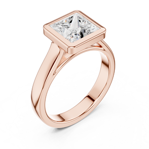 2CT 18K Rose Gold Princess Cut Lab Grown Diamond Bezel Modern Engagement Ring Custom Fine Jewelry Wedding Ring IGI Certified - Product Image 2