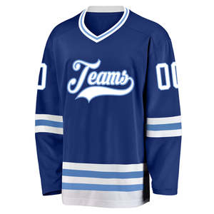 High-quality Sublimated Hockey Jersey Blue & White Team Uniform for <b>Men</b> Professional Breathable Sports Apparel Factory Price - Product Image 1