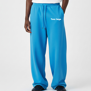Custom Made Heavyweight 100% Cotton Canvas High Quality Mid Casual Loose Stacked Wide Leg Pants Drawstring <b>Flare</b> <b>Men</b> Sweatpants - Product Image 4