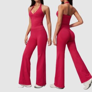 Conjunto de yoga con cuello halter para mujer, ropa deportiva, ropa de gimnasio, ropa de fitness, logotipo personalizado al por mayor - Product Image 1