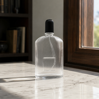 Nouvelle Bouteille de Parfum Haut de Gamme Imprimée à Talon Épais avec Couvercle, une Bouteille de Parfum Vide en Verre Grainé Classique et Luxueuse
