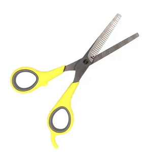 Ciseaux professionnels en plastique avec manche jaune, ciseaux à effiler pour poils d'animaux, ciseaux de coiffure professionnels, logo personnalisé - Product Image 1