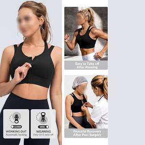 Revolutionary Zip-Front Sports <b>Bra</b> for High Impact Training Maximum Support and Comfort in Solid Black - Product Image 4