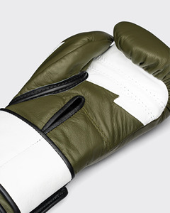 Professional Fly Green & White Lace Up Boxing Gloves Customized Genuine Leather Martial Arts MMA Muay Thai Sports Gear - Product Image 5