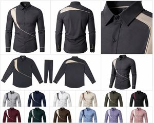 Camisa de Hombre Beige Sólida con Cuello Mao, Manga Larga, Estilo Casual Elegante, Cierre con Botones de Cuerno, 100% Algodón, Transpirable y Ecológica, para Primavera - Product Image 5