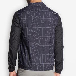 Men Windproof Printed <b>Racer</b> <b>Jacket</b> With Stand Collar And Zipper Closure Autumn Sporty Style Black Letter Pattern Polyester Shell - Product Image 6