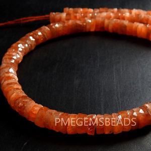 100% naturel Orange pierre de soleil à facettes pneu pièce bouton roue lâche pierre collier Bracelet grossiste fournitures pour la fabrication de bijoux - Product Image 1