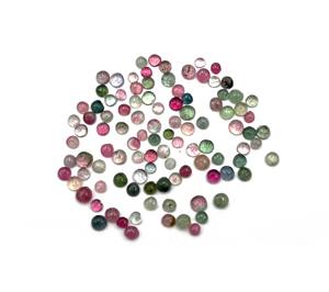 Tourmaline naturelle multicolore, cabochon rond, pierre précieuse en vrac, 10 carats, haute qualité, 3-5 mm, certifiée IGI pour la fabrication de bijoux - Product Image 3