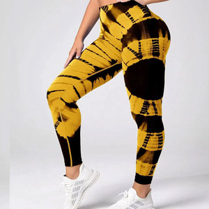Leggings de sport pour femme en satin sans couture, respirants, taille haute, tie-dye, effet push-up fessier, pour fitness, yoga et entraînement - Product Image 4